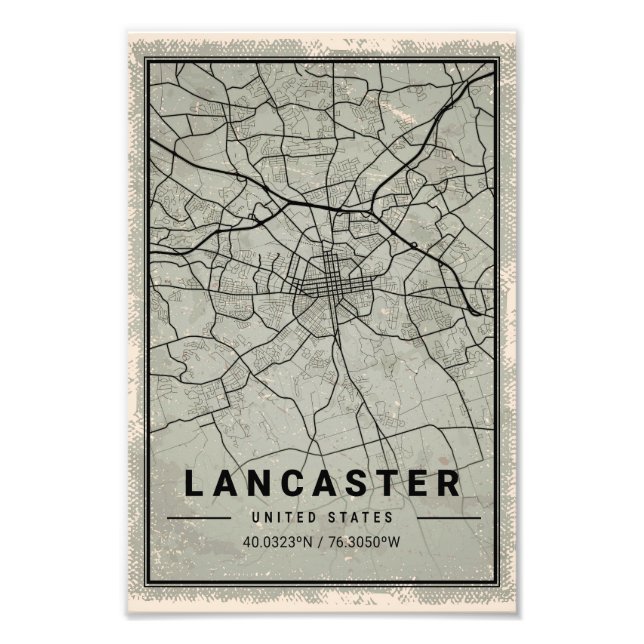 Lancaster united states map print poster canvas (Devant)