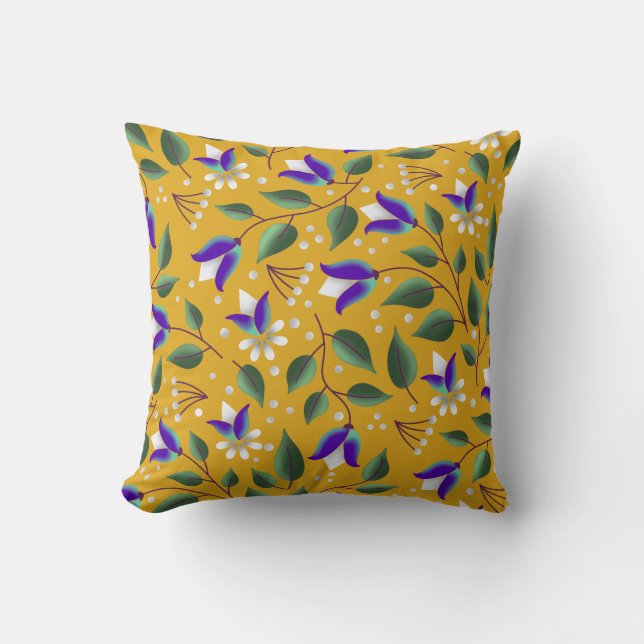 Lance florale oreiller en jaune et violet (Recto)