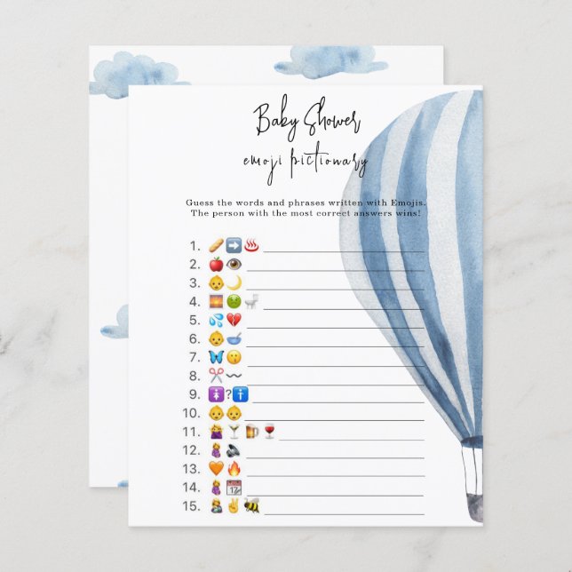 Lancer de ballon à air chaud - Jeu d'images Emoji  (Devant / Derrière)