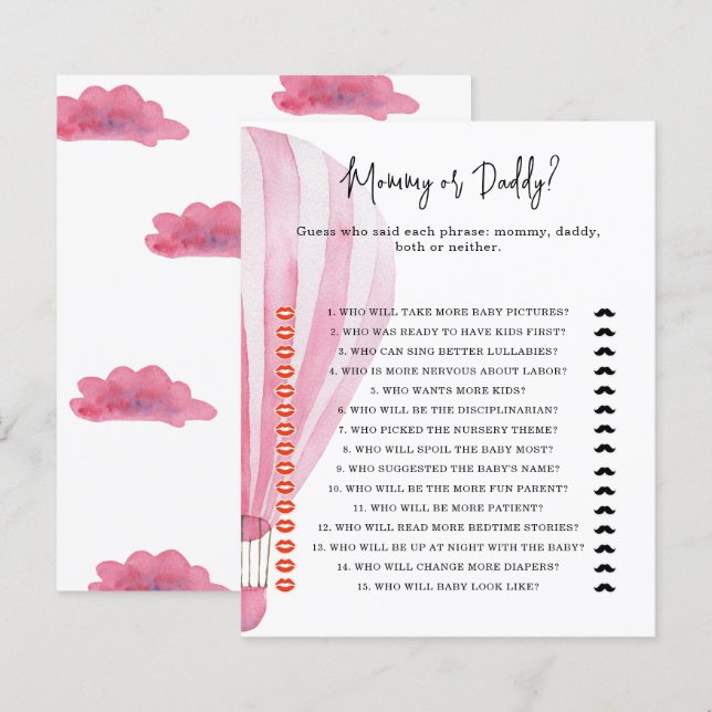 Lancer en montgolfière - jeu de baby shower pour m (Devant / Derrière)