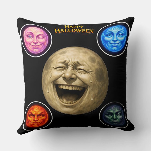 Lancer heureux Halloween élémentaire Coussin de je (Verso)