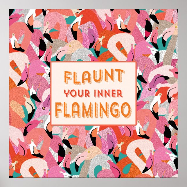 Lancez votre affiche de Flamant rose intérieur - O (Devant)