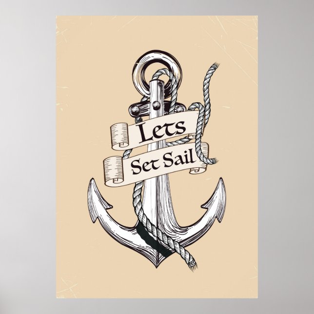 lancions l'ancre affiche nautique vintage (Devant)
