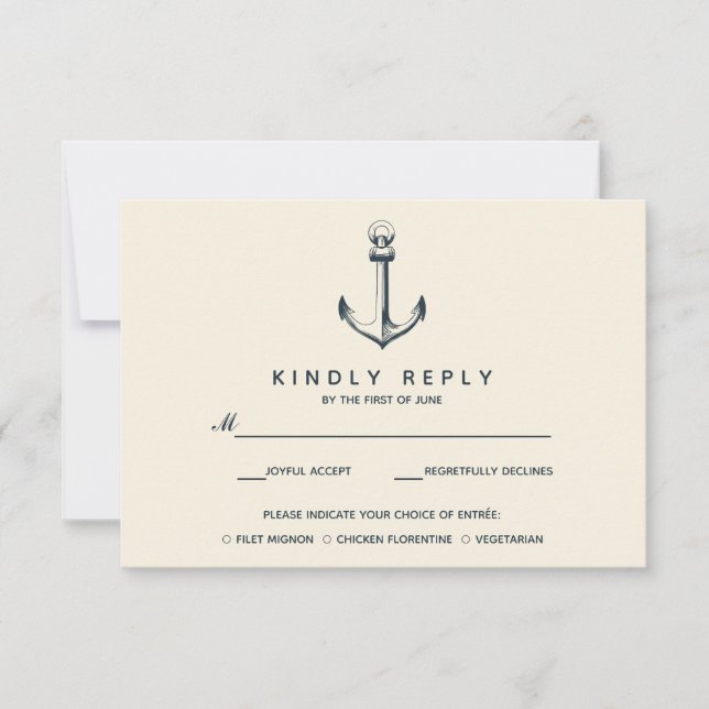 L'Ancre bleue | Mariage RSVP avec choix de repas (Devant)