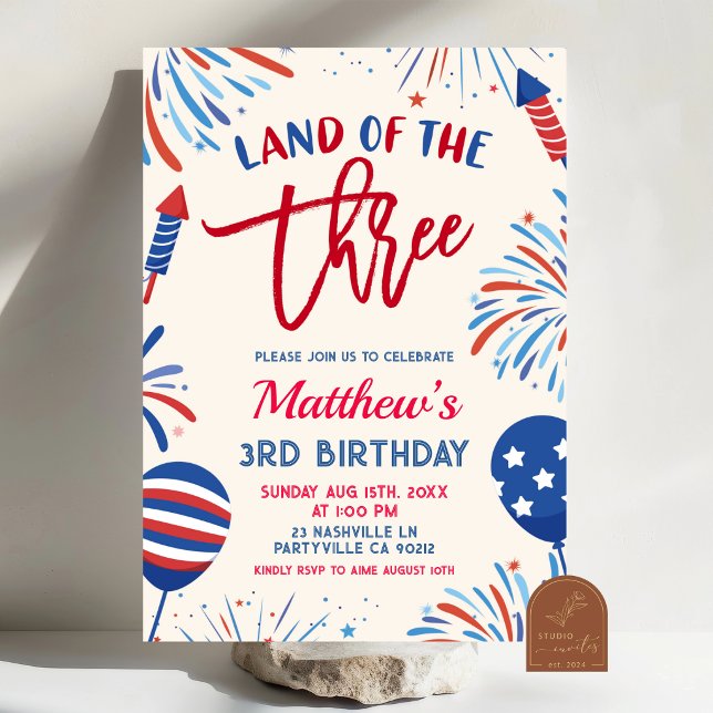 Land of Three Patriotic Birthday Invitation (Créateur téléchargé)