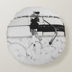 Landing It - Stunt Scooter Rider Coussin rond
