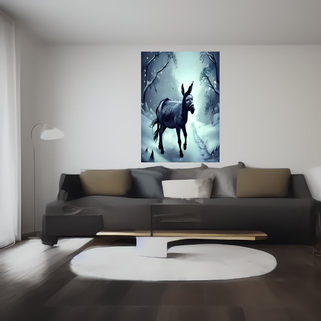L'âne dans la montagne enneigée | AI Art Poster (Créateur téléchargé)