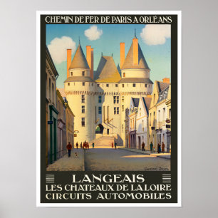 Langeais France vintage travel Poster