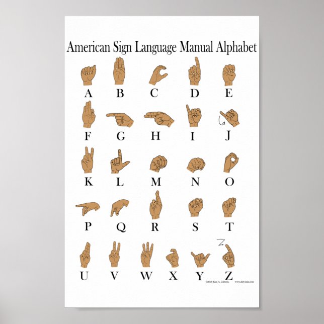 Langue des signes américaine ASL Alphabet Poster (Devant)