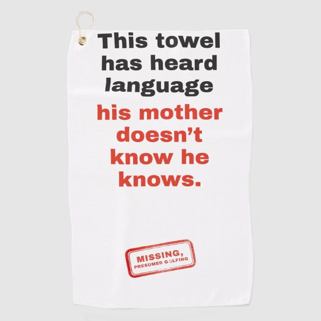 Langue entendue : Serviette de golf drôle (Devant)