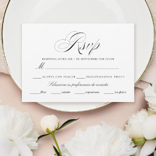 Langue Espagnol Nuestra Boda Negro Carte Rsvp