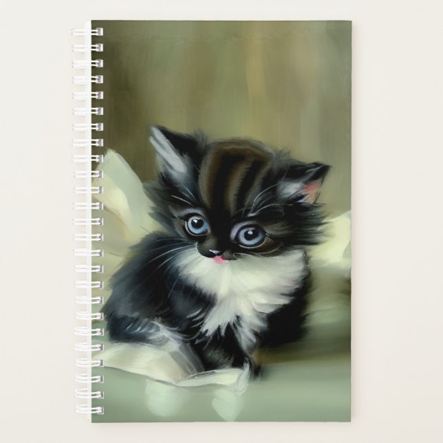 Langue vintage de Kitten noir et blanc (Devant)
