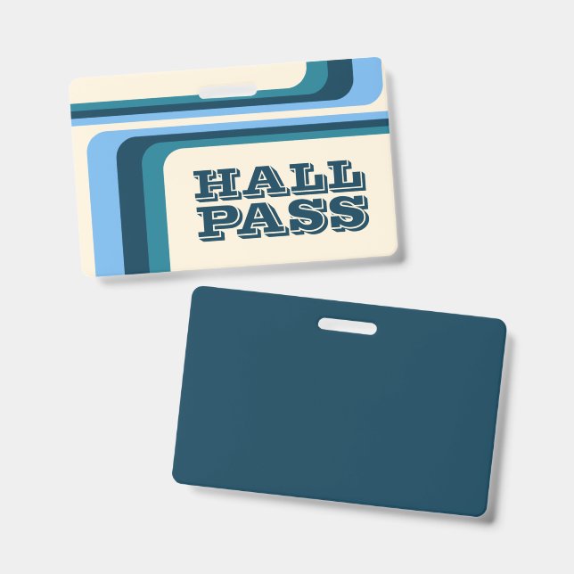 lanière badge à rayures rétro pour enseignants lai (Avant & arrière)