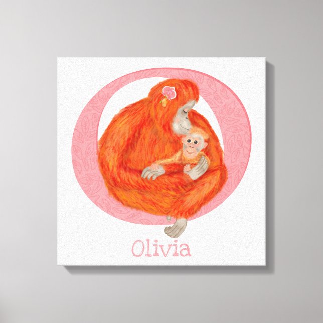 L'animal ABC O est pour orangutan toile imprimé (Recto)