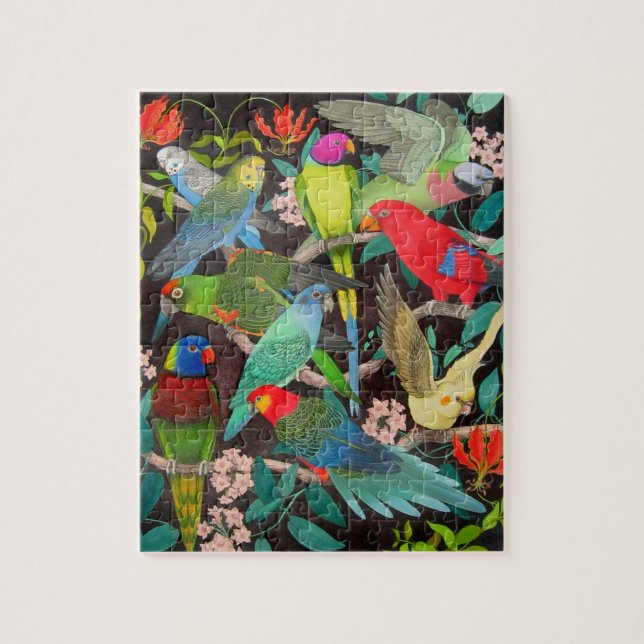 L'animal familier coloré Parrots le puzzle (Vertical)