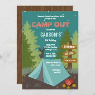 L'anniversaire de camping campent invitation