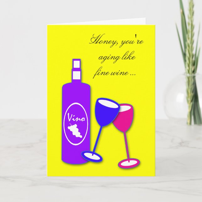 L'anniversaire de thème de vin souhaite la carte (Devant)