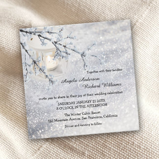 Lanterne de neige mousseuse Invitation de mariage