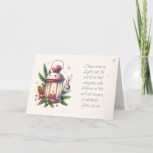 Lanterne de Noël avec John 12:46 Carte de Noël