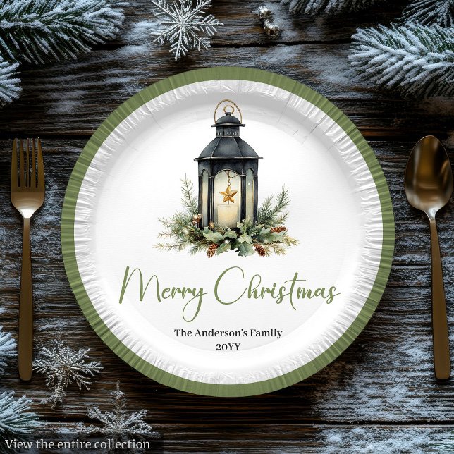 Lanterne de Noël Bohème Terreuse sur Assiette Rust (Earthy Bohemian Christmas Lantern in Rustic Plate

)