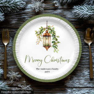 Lanterne de Noël élégante avec assiette florale bo