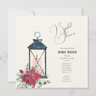 Lanterne de Noël Poinsettia Evergreens Invitation