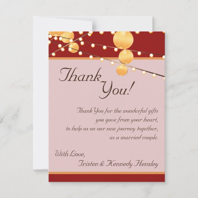 Lanterne en papier pour carte de remerciement 4x5  (Devant)