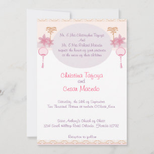 Lanterne/Fleurs rose violet 5x7 Faire-part de mari