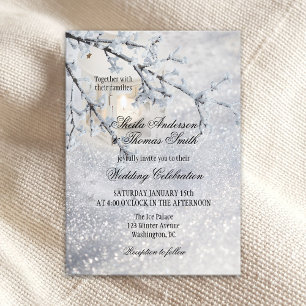 Lanterne Sparkling Neige hiver Mariage Invitation