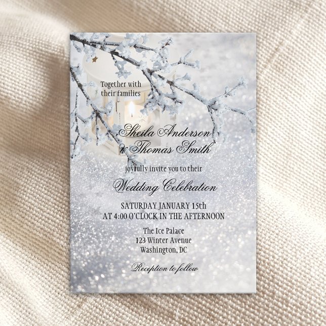 Lanterne Sparkling Neige hiver Mariage Invitation (Créateur téléchargé)