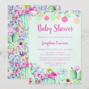 Lanternes & Cactus Baby Shower Invitations