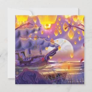 Lanternes chinoises au bord d'une rivière lune