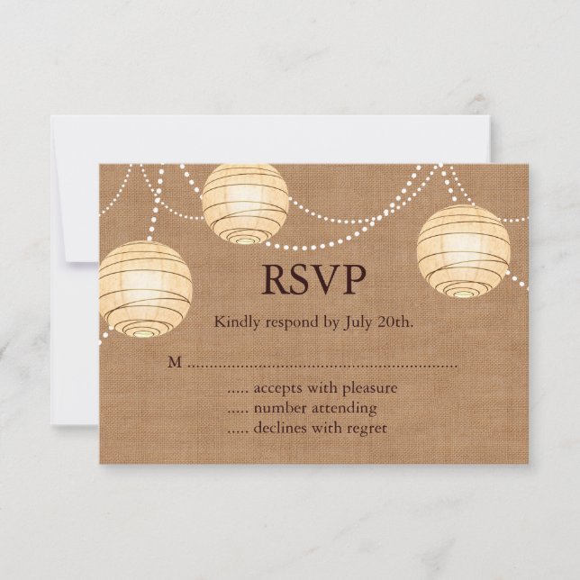 Lanternes de la fête de Burlap RSVP (Devant)