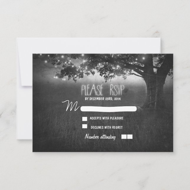 lanternes de nuit mariage romantique carte RSVP (Devant)