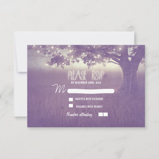 lanternes de nuit mariage romantique carte RSVP (Devant)