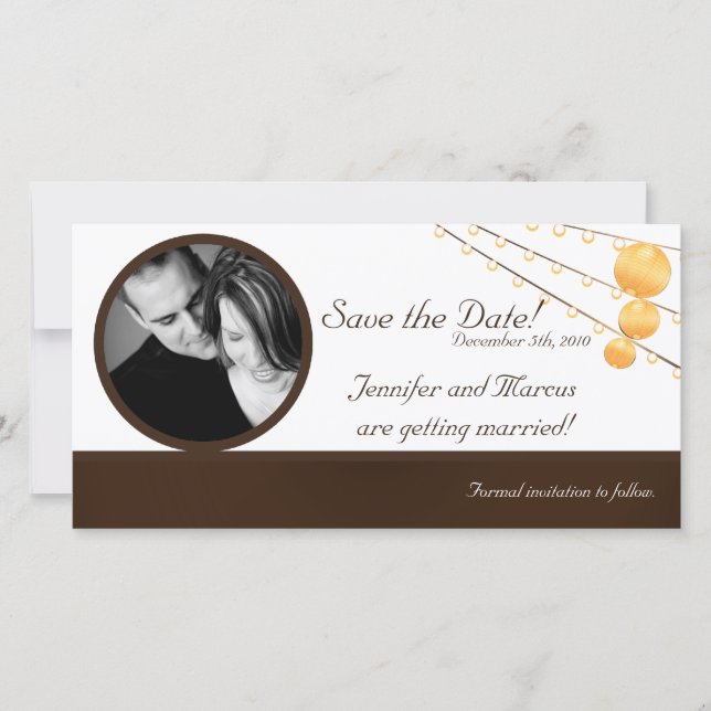 Lanternes en papier Faire-part 4x8 Fiançailles sur (Devant)