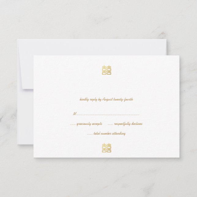 Lanternes Gold Double Bonheur Cartes RSVP (Devant)