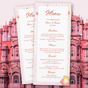 Lanternes Lotus Peach Pink Menu Mariage indien