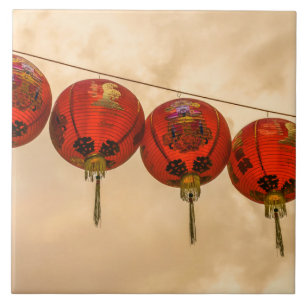 lanternes rouges dans la vue de Chinatown carreaux