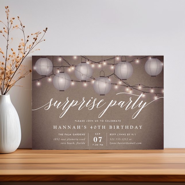 Lanternes rustiques Invitation de la fête surprise (Créateur téléchargé)
