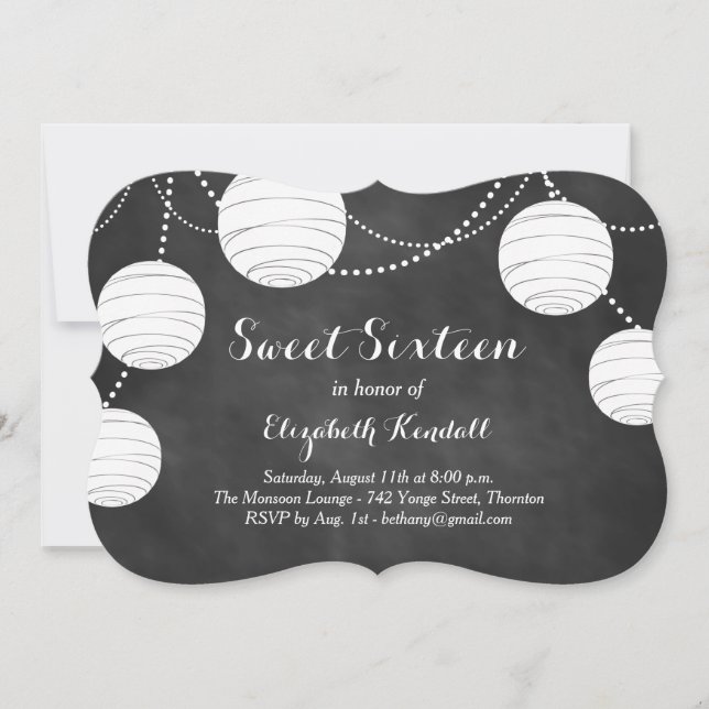 Lanternes sur Chalk Sweet sixteen Invitation (Devant)
