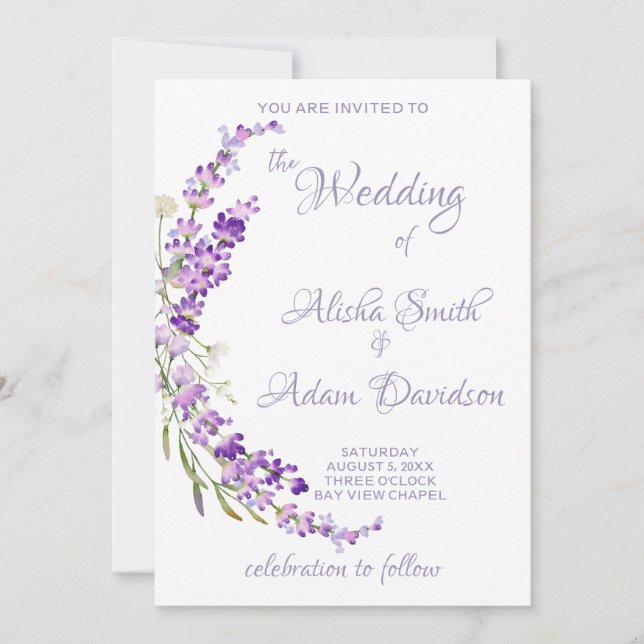 Lanvender Bouquet Faire-part de mariage (Devant)
