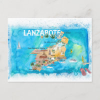Lanzarote Canaries Espagne Carte illustrée