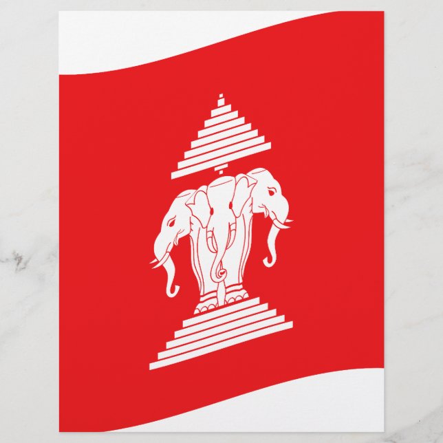 Lao Erawan Trois Chefs D'Éléphant Drapeau Vague (Devant)