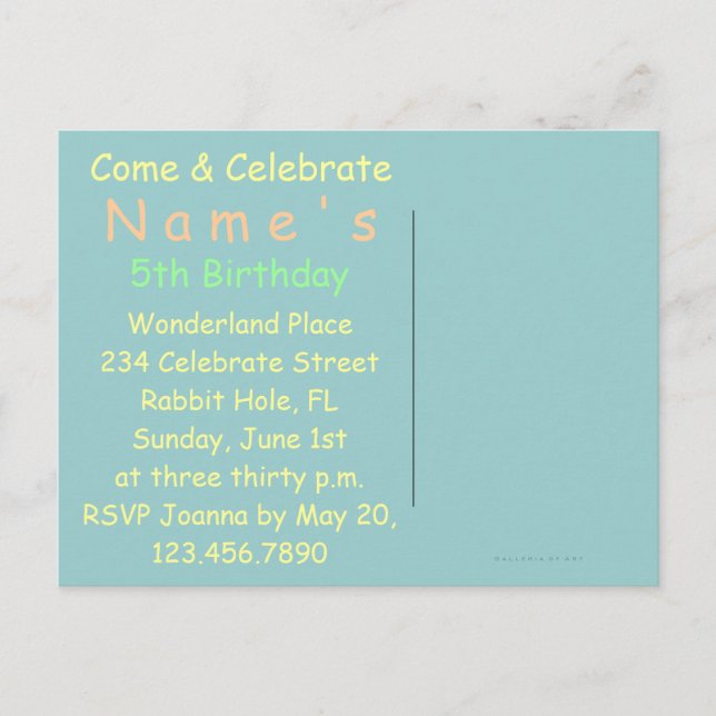 Lapin à Alice au pays des merveilles ~ Carte posta (Devant)