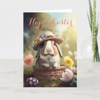 Lapin adorable dans une carte de vacances Casquett