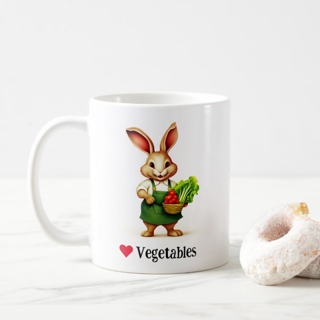 Lapin Aime Les Légumes Mug (Avec donut)
