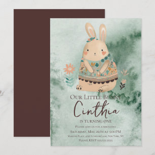 Lapin aquarelle Pâques pastel boho Invitation d'an