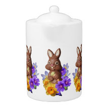 Lapin au chocolat en fleurs Pâques