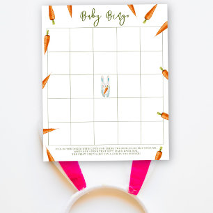 Lapin avec carottes - Baby shower jeu de bingo